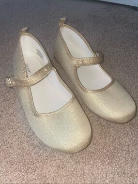 Girls Gold Glitter Mary Jane Flats